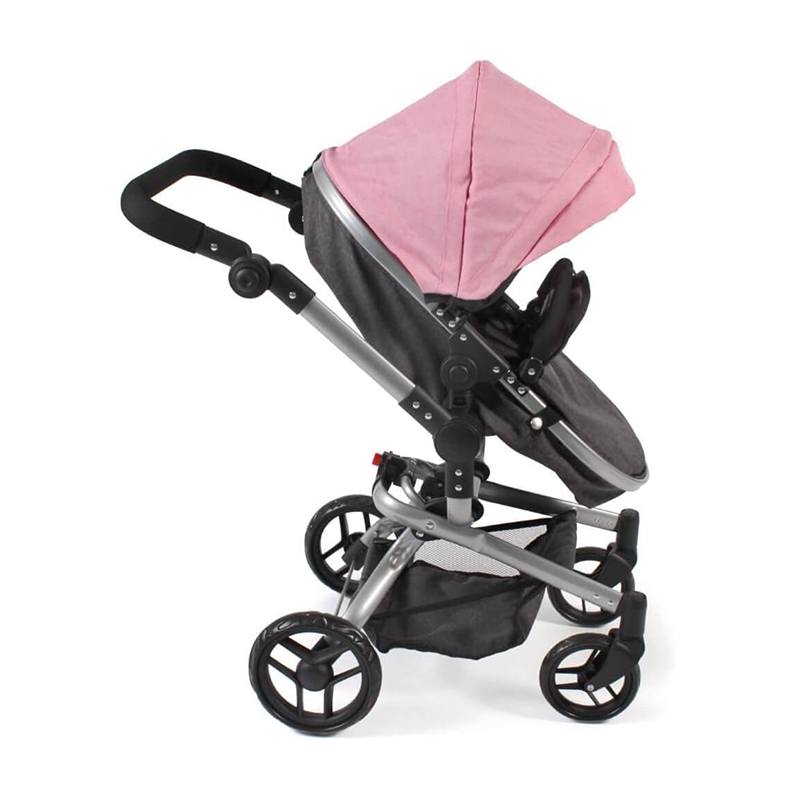 Cochecito para Muñecas Yolo 2 en 1 Gris Antracita y Rosa - Imagen 3