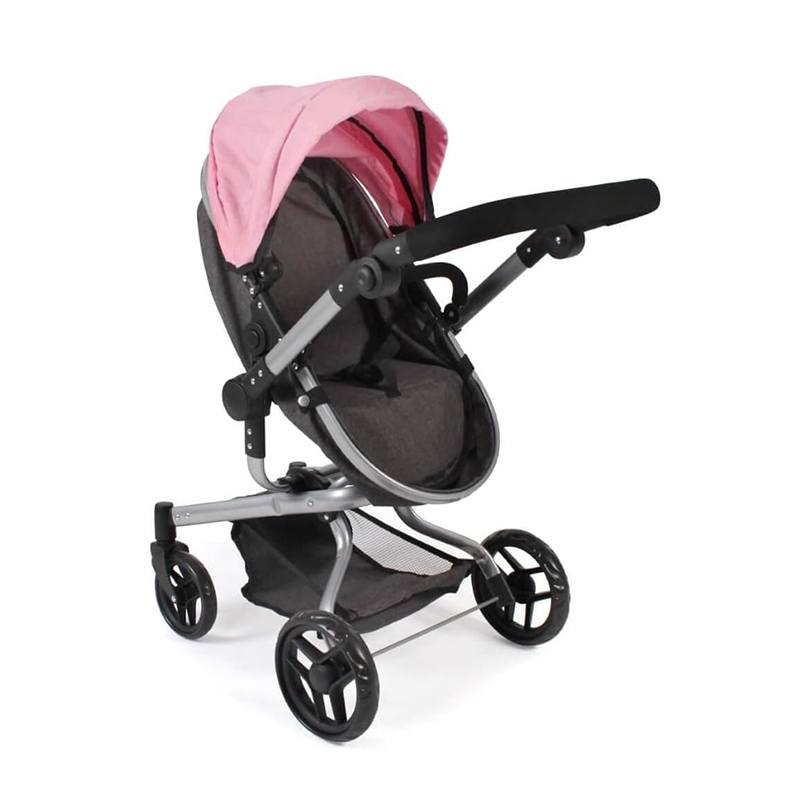 Cochecito para Muñecas Yolo 2 en 1 Gris Antracita y Rosa - Imagen 4