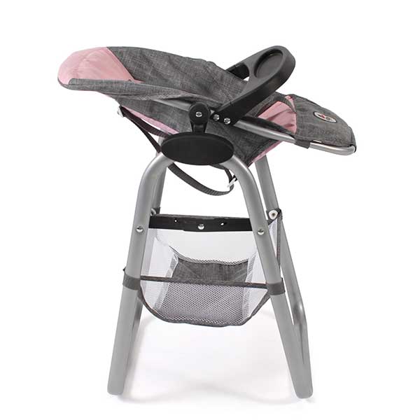 Cadeira Alta de Bonecas Reclinável Rosa-Denim Cinza - Imagem 1