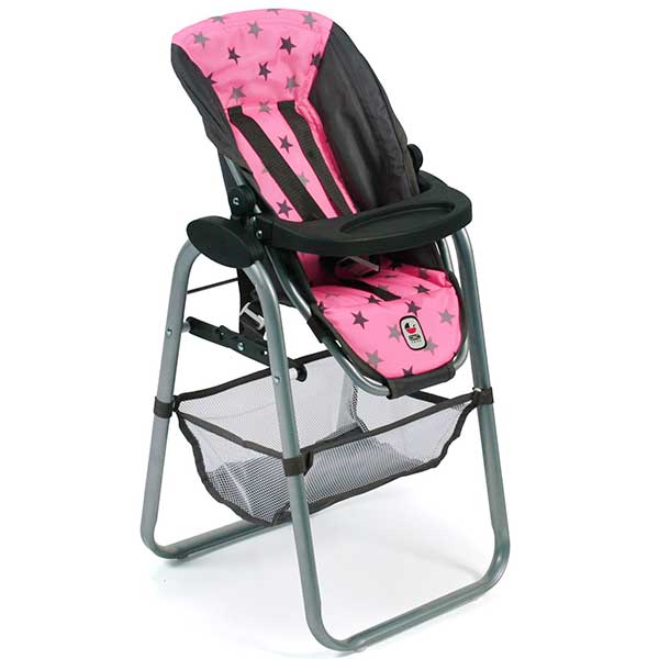 Cadeira Alta de Bonecas Reclinável Rosa com Estrelas - Imagem 1