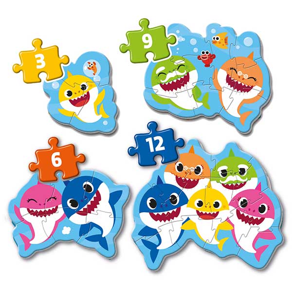 Baby Shark Puzzle 3+6+9+12 Piezas - Imagen 1