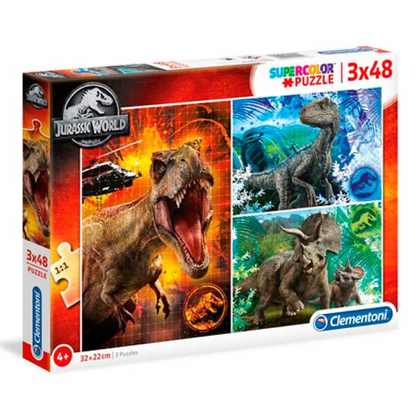 Jurassic World Puzzle 3x48p - Imagem 1