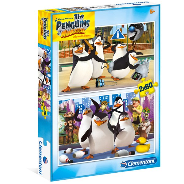 Puzzle 2x60 Pinguins Magadascar - Imatge 1