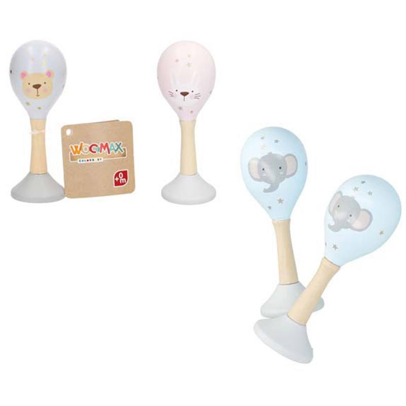 Maraca de madera infantil animales