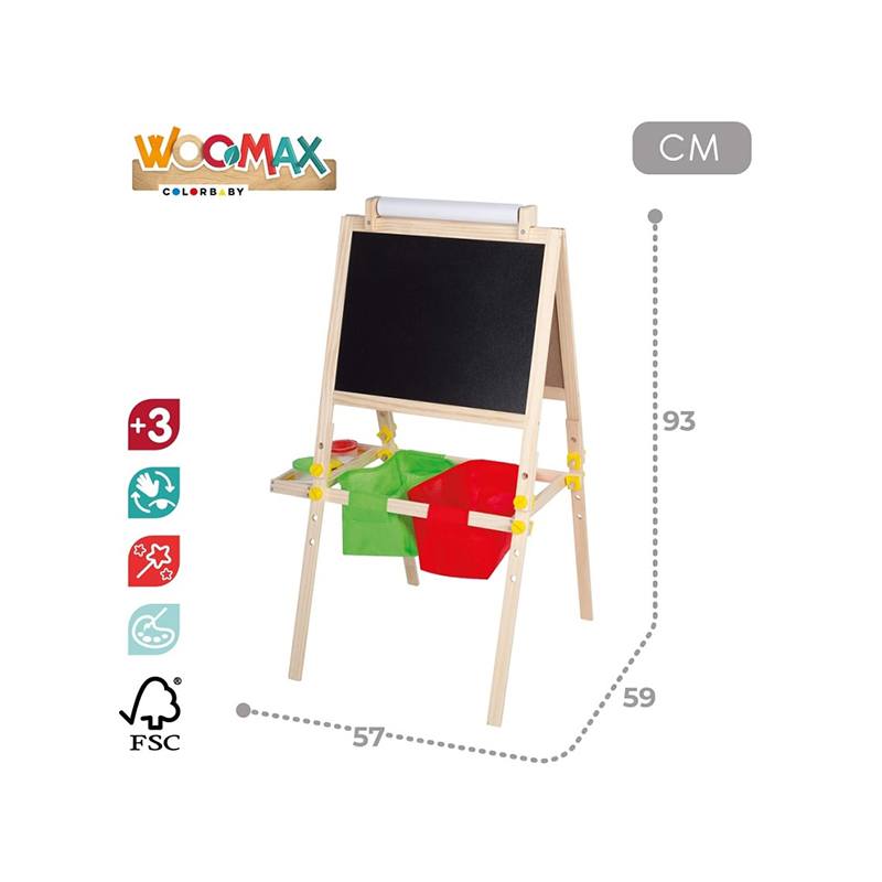 Pizzarra infantil de madera 3en1 con accesorios 93cm - Imagen 2