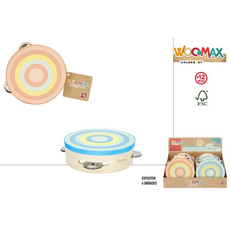 Pandereta de madera infantil colores - Imagen 1