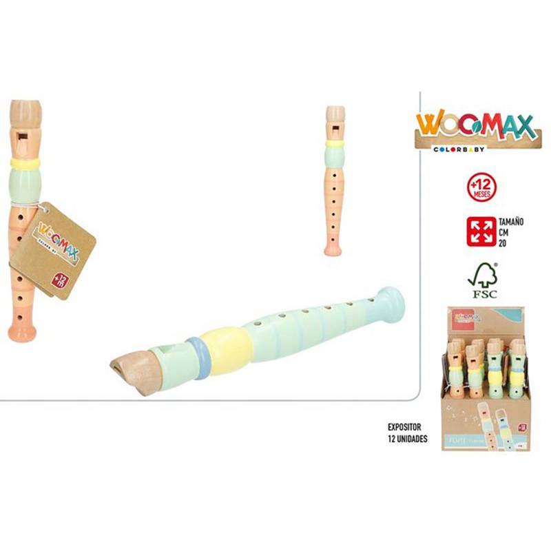 Flauta de madera infantil colores - Imagen 1