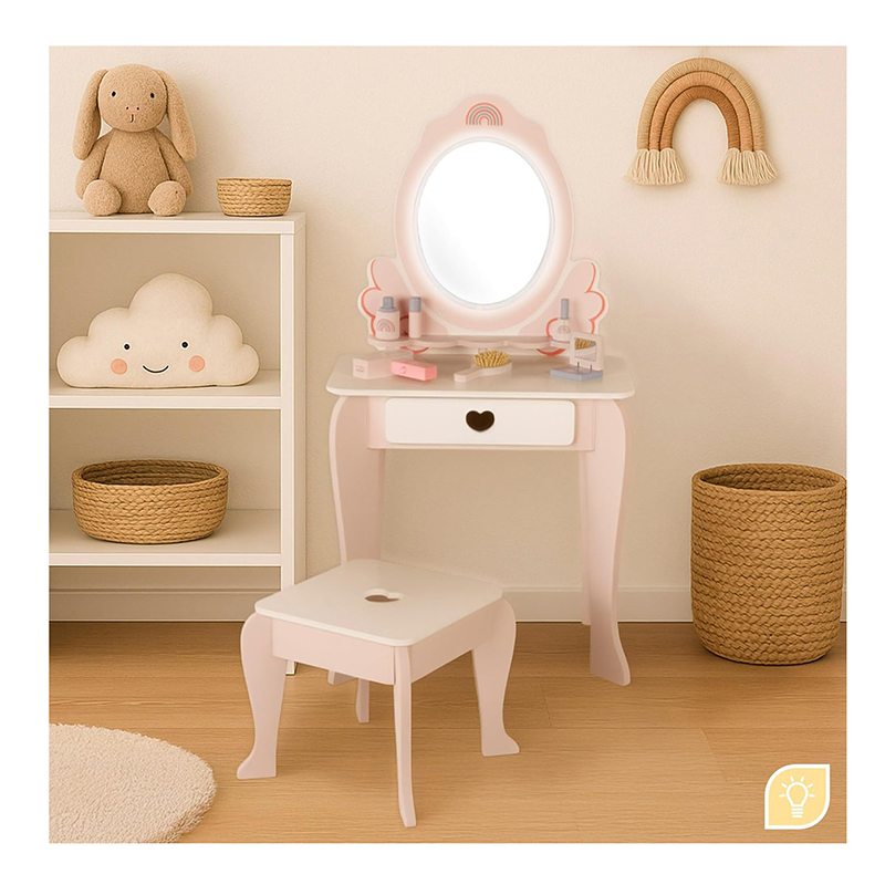 Tocador de Madera con Espejo y Luz - Imagen 1