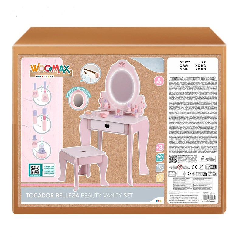 Tocador de Madera con Espejo y Luz - Imagen 6