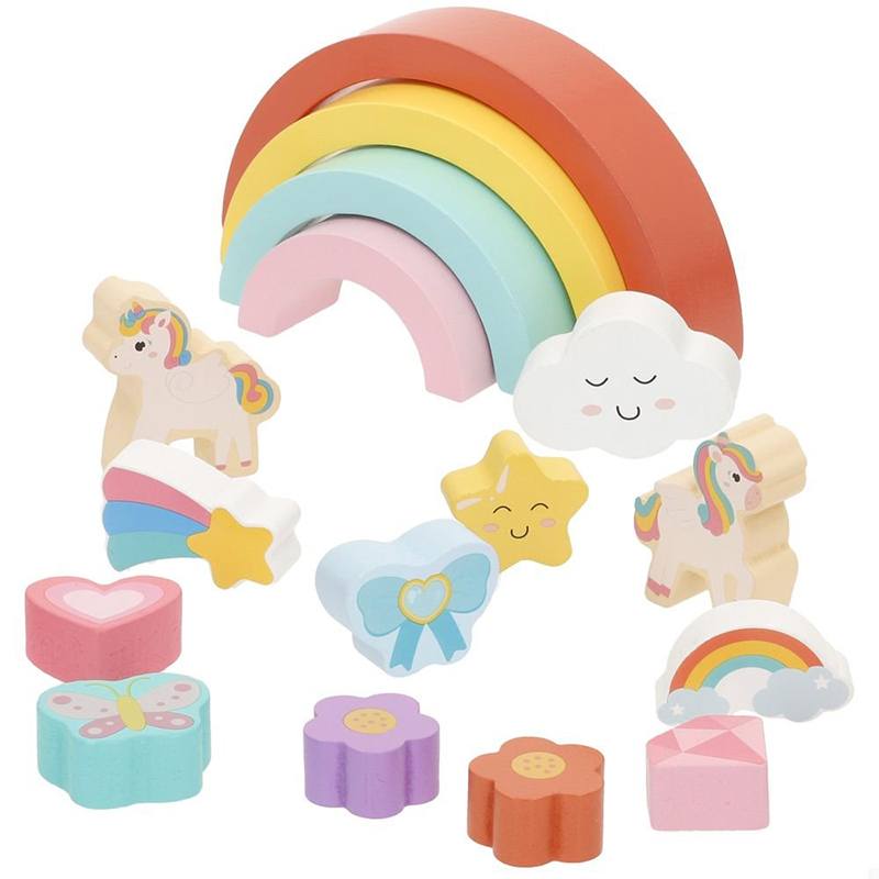 Set Arcoiris de Madera con Figuras Unicornio