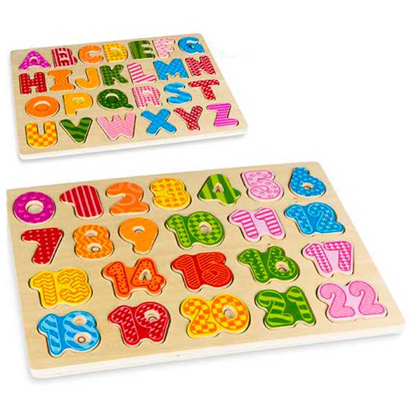 Andador Montessori con piezas y puzzles en madera