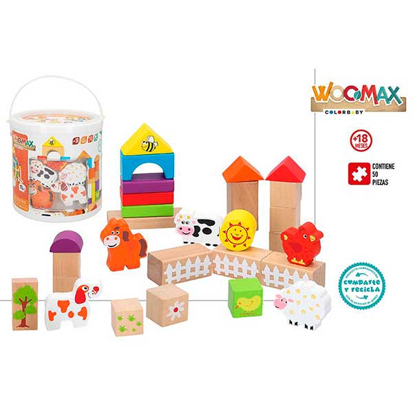 Woomax Blocos Madeira Building Game 50p - Imagem 1