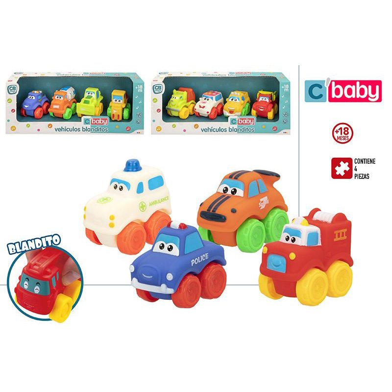 Pack 4 coches blanditos infantiles Wave Racers - Imagen 1