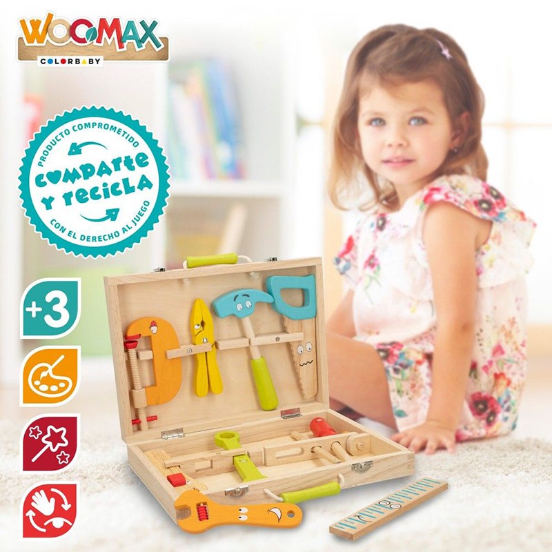 Woomax Maletín de herramientas de madera infantil - Imagen 3