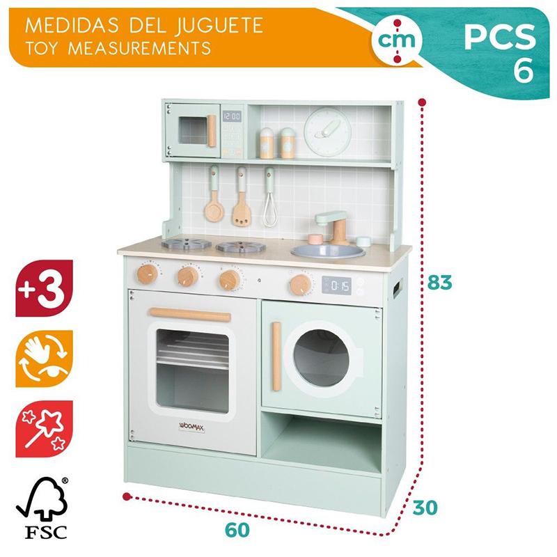 Woomax Cocina de madera infantil 83cm - Imagen 4