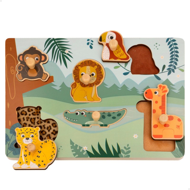 Puzzle de madeira infantil animais da selva