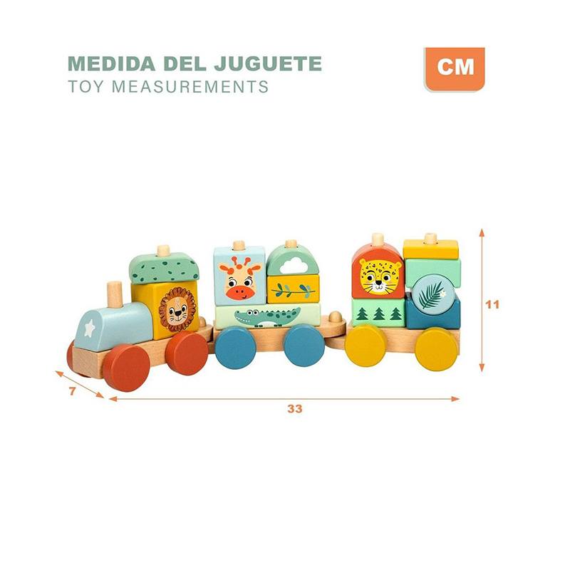 Tren madera animalitos 33cm - Imagen 1