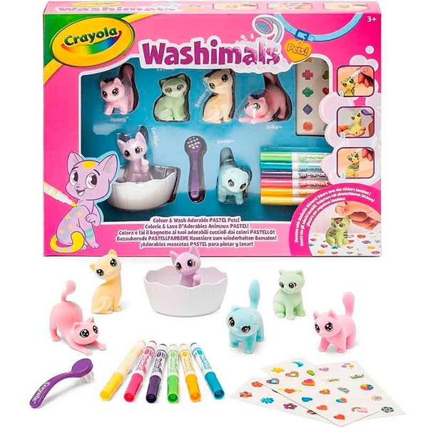 Washimals Kit Mascotas Pastel con Bañera - Imagen 1