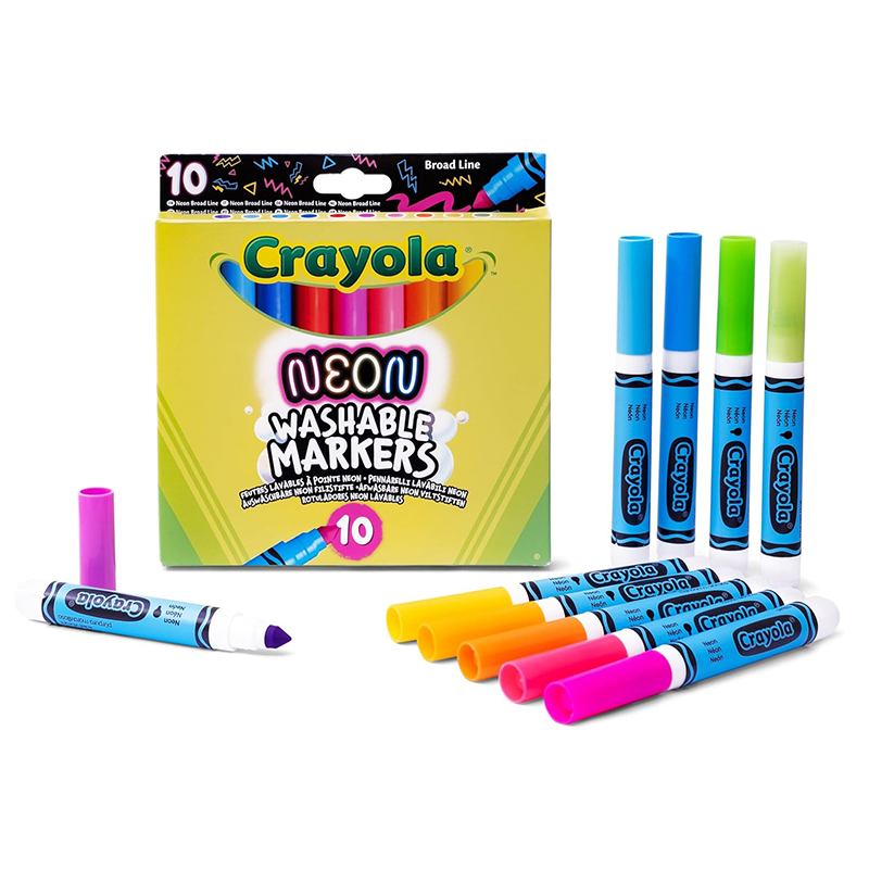 Caja 10 Rotuladores Lavables de Neón
