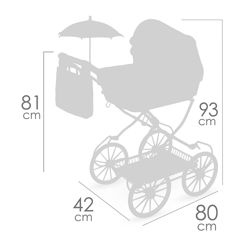 DeCuevas Carro de Muñecas Sophie Plegable con Sombrilla - Imagen 7
