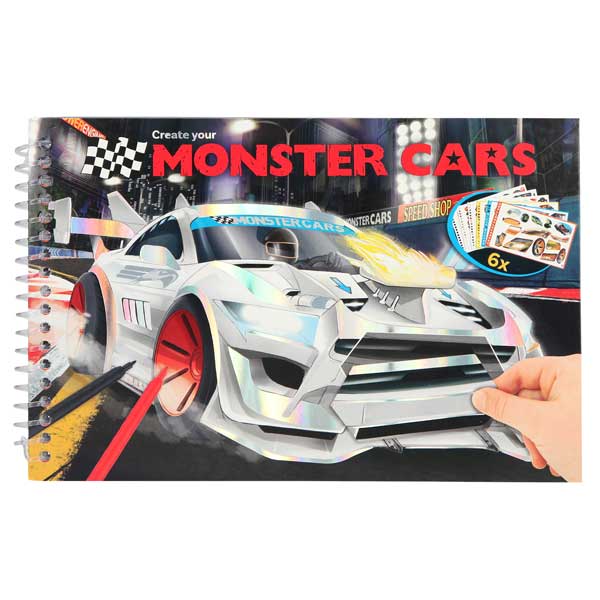 Cuaderno para Colorear con Stickers Monster Cars - Imagen 1