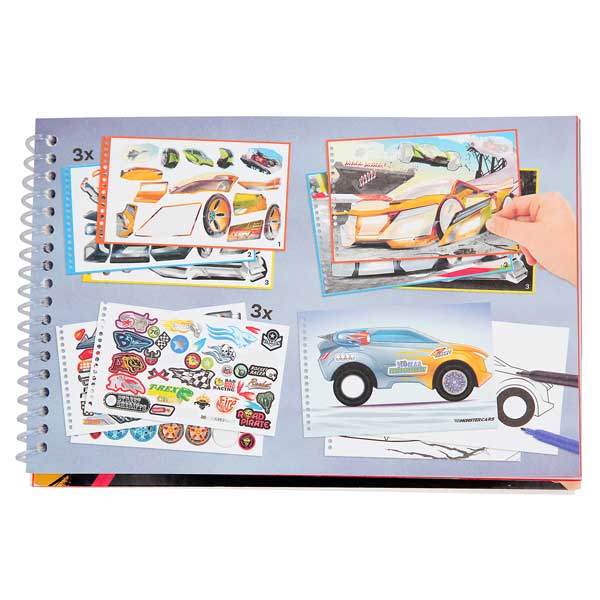 Cuaderno para Colorear con Stickers Monster Cars - Imatge 1
