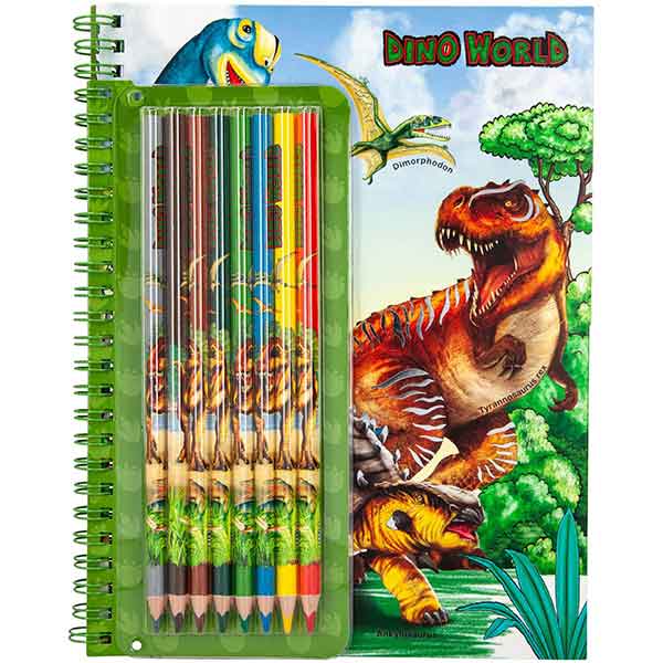 Top Model Dino World Libro de Colorear con Lápices de Colores - Imagen 1