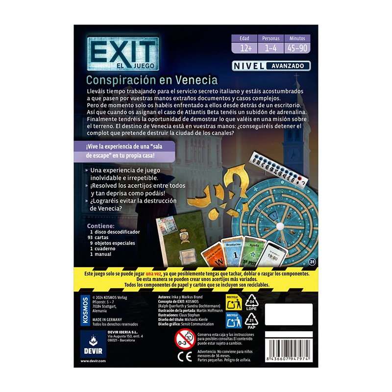 Juego Exit Conspiración en Venecia - Imagen 2