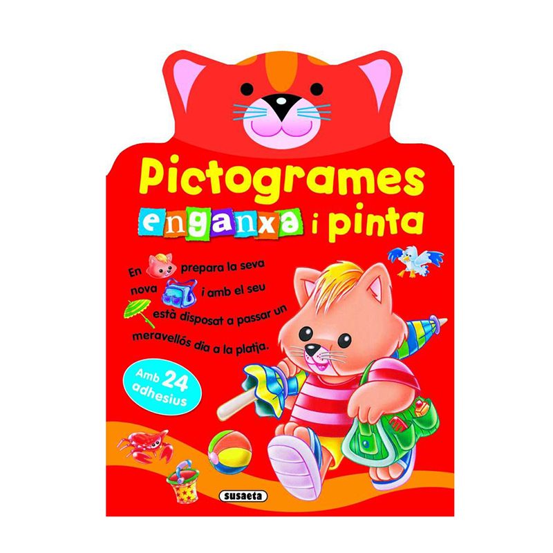 Libro Infantil Pictogramas Pega y Pinta - Catalán - Imagen 2
