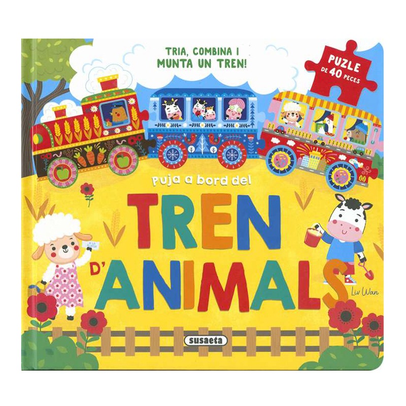 Libro Infantil con Puzle Tren d'Animals - Catalán