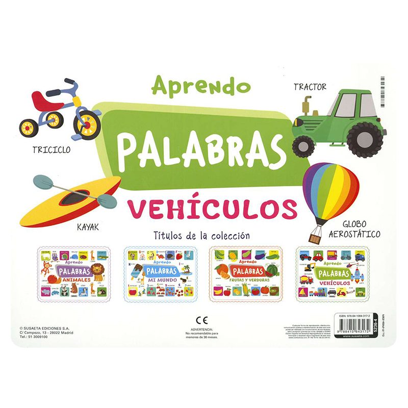 Libro Infantil Aprendo Palabras Vehículos - Imagen 2