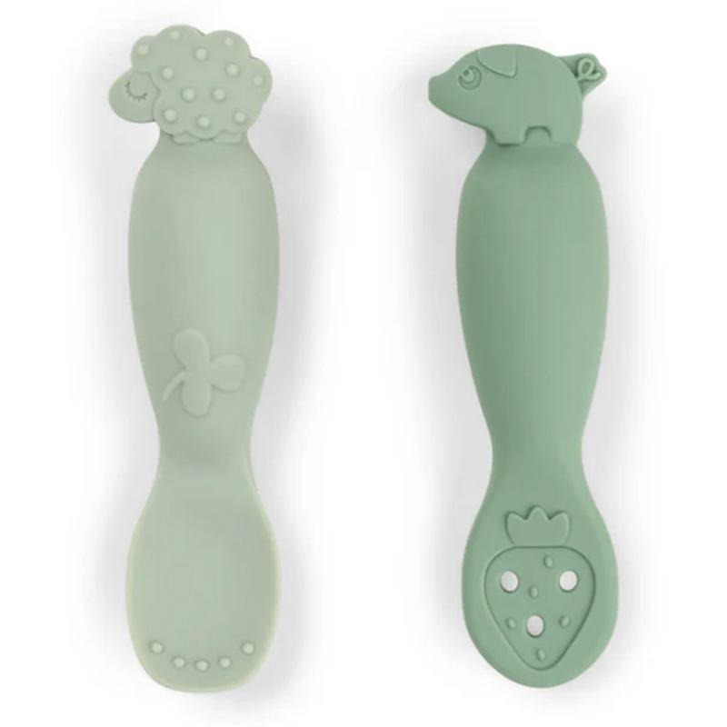 Done By Deer Juego de cucharas de aprendizaje - Granja Tiny - Verde