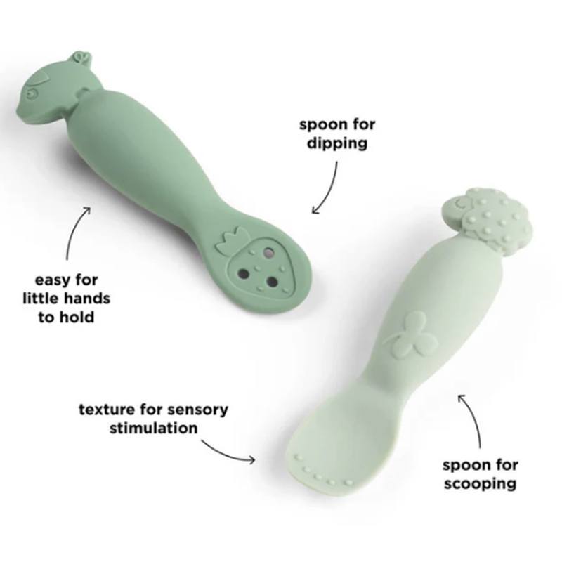 Done By Deer Juego de cucharas de aprendizaje - Granja Tiny - Verde - Imagen 1