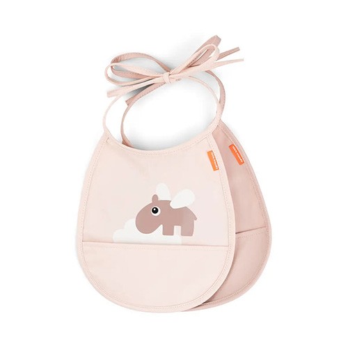 Pack de 2 Babadores com Bolso Pequeno Happy Clouds Rosa - Imagem 