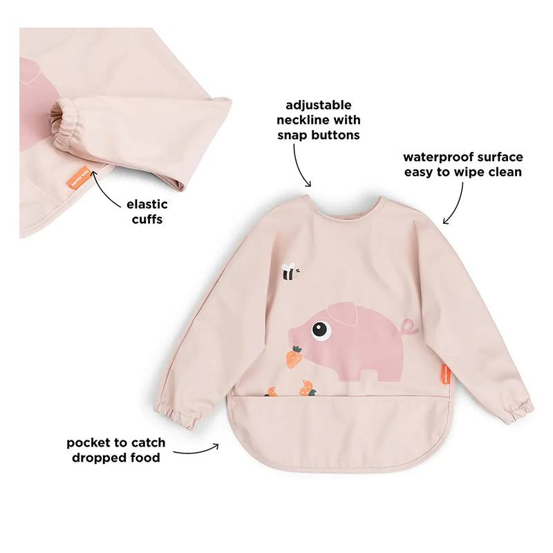 Babero con Bolsillo y Mangas Tiny Farm Rosa Done By Deer - Imagen 1