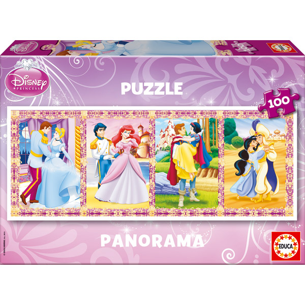 Puzzle 100p Princesas Disney Panorámico - Imagen 1