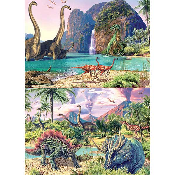 Puzzle 2x100 Dino World - Imagen 1