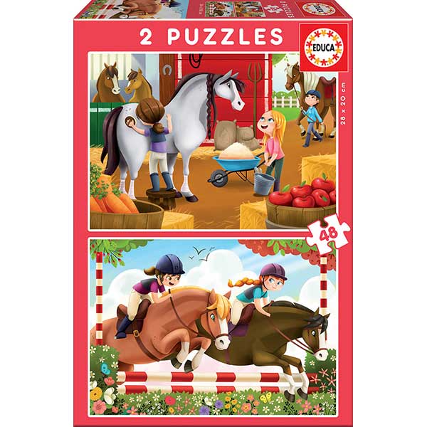 Puzzles 2X48 Cuidando Caballos - Imagen 1