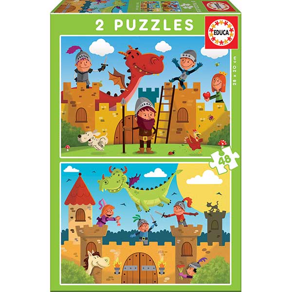 Puzzle 2X48 Dragones y Caballeros - Imagen 1