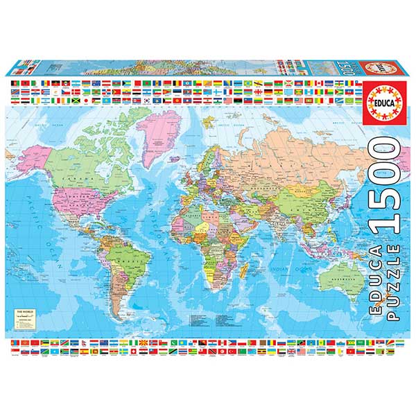 Puzzle 1500p Mapa-múndi Político - Imagem 1