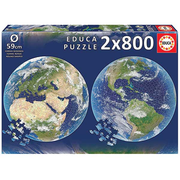 Round Puzzle 2x800p Planeta Terra - Imagem 1