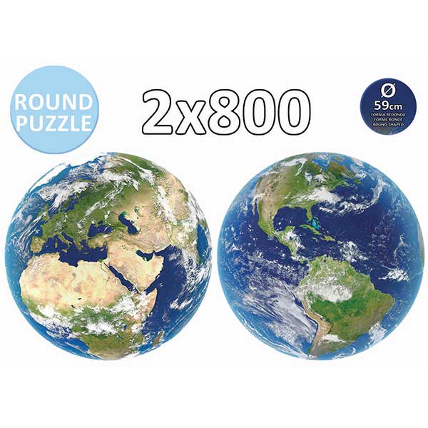 Round Puzzle 2x800p Planeta Tierra - Imagen 1