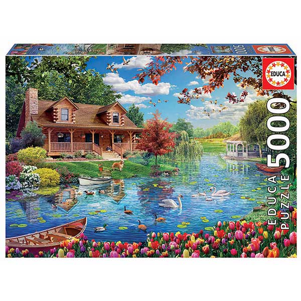 Puzzle 5000p Pequena Casa no Lago - Imagem 1