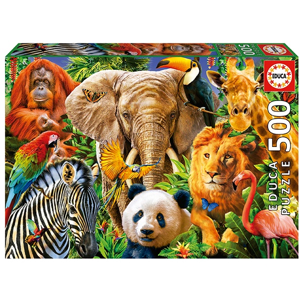Quebra-cabeça 500p Colagem de Animais Selvagens - Imagem 1