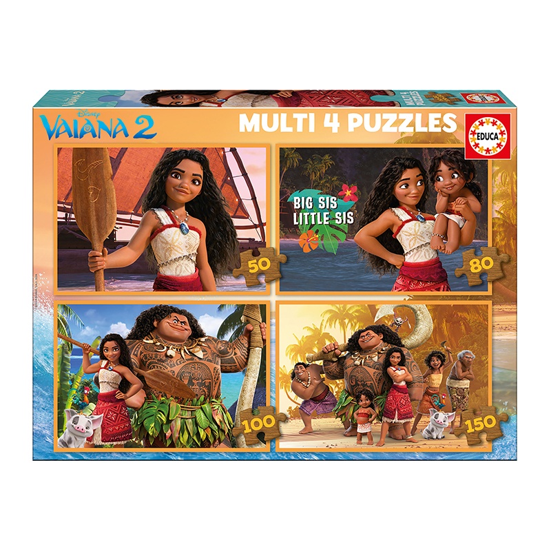 Puzzle Multi 4 Vaiana 50+80+100+150p