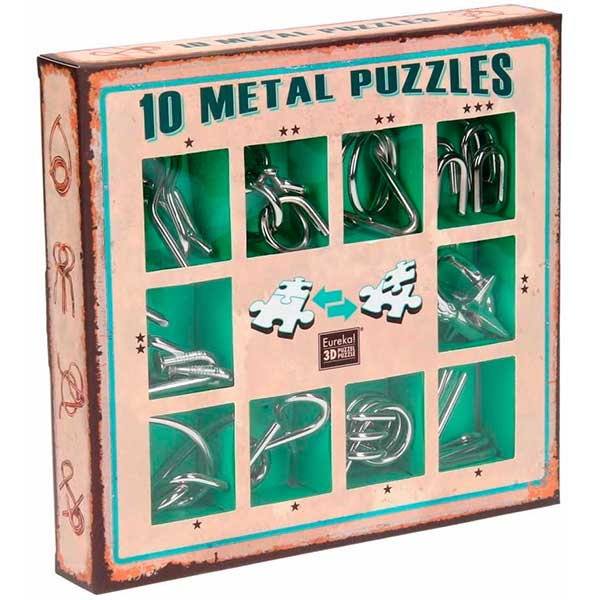 Caja 10 Puzzles Rompecabezas Imposibles Metálicos #2 - Imagen 1