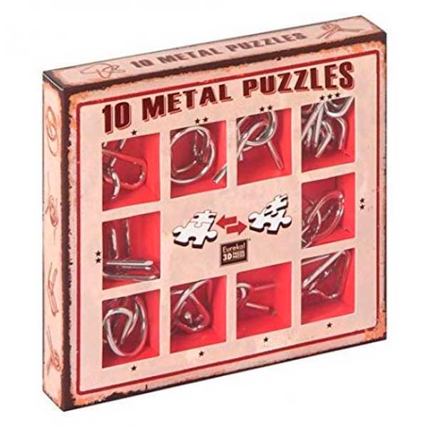 Caixa 10 Puzzles Paciència Metàl·ics Vermell - Imatge 1