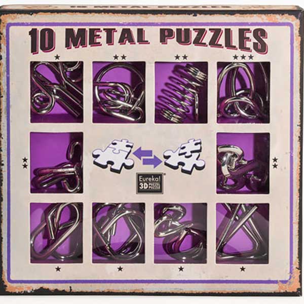 Caja 10 Puzzles Rompecabezas Imposibles Metálicos #4 - Imagen 1