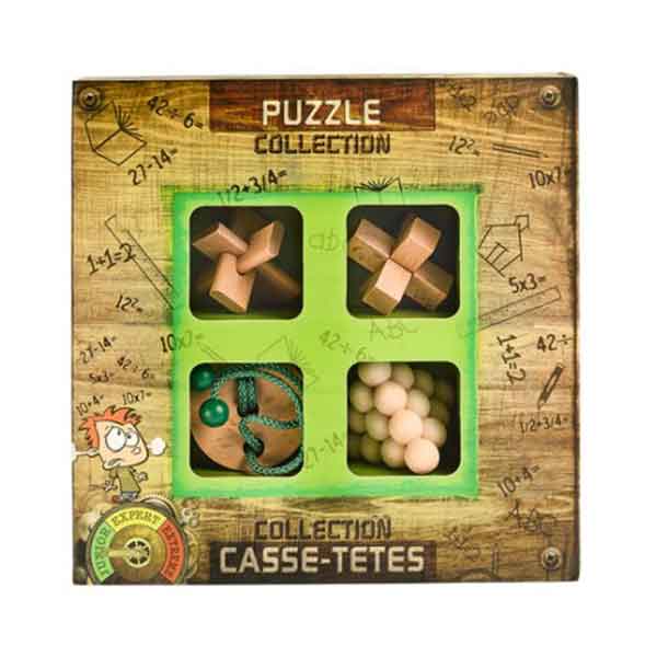 Caja 4 Puzzles Rompecabezas Imposibles Madera Junior - Imagen 1