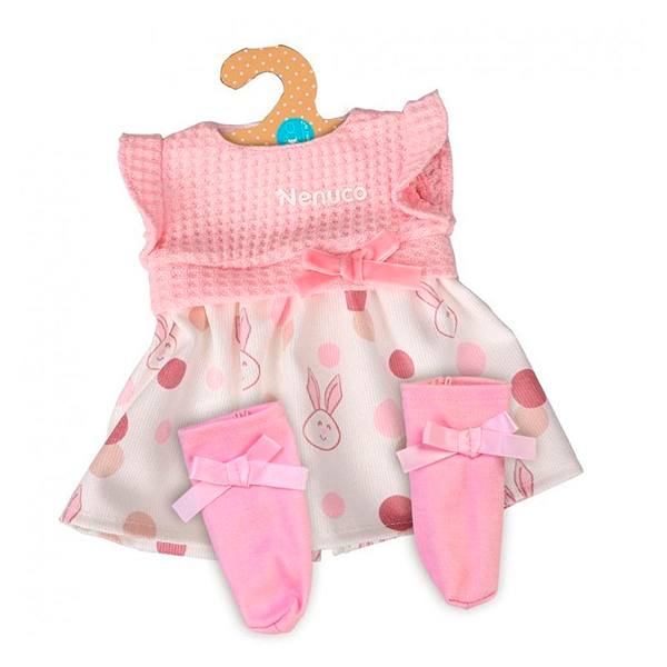 Conj.Nenuco Vestit Rosa Topos 42 cms